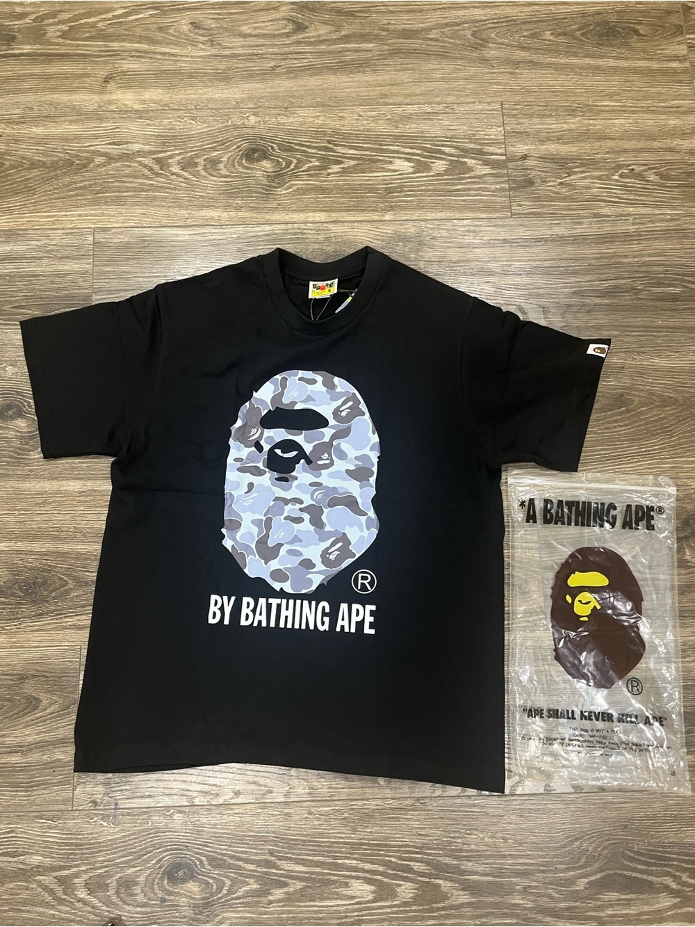 A Bathing Ape Black Camo Logo Tee